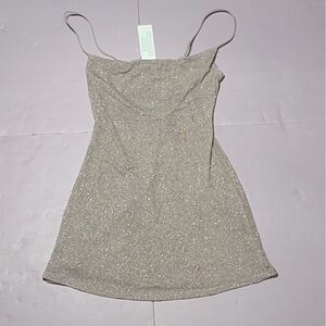 NWT Urban Outfitters Small Lilac Tan Multi Glitter Cowl Slip Mini Dress Lined
